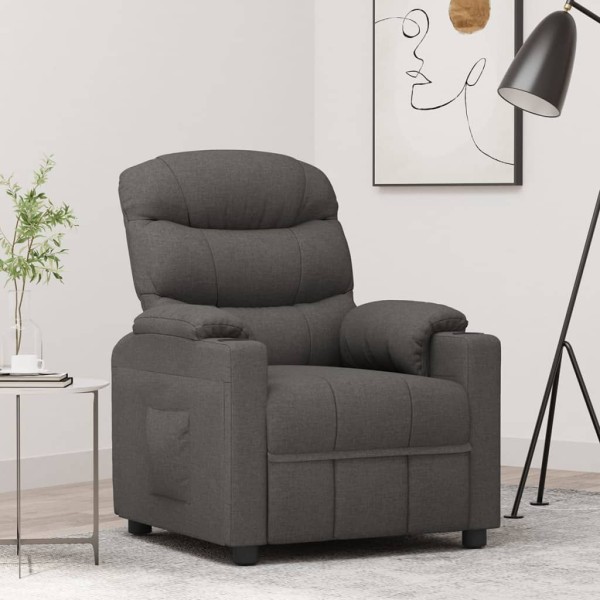 Reclining chair, dark gray, fabric