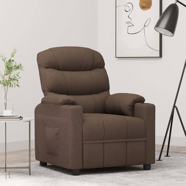 Reclining chair, brown, fabric