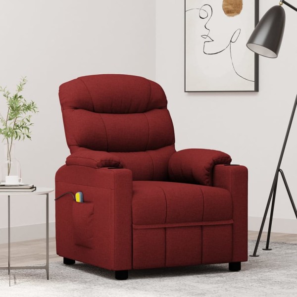 Massage chair, red wine color, fabric