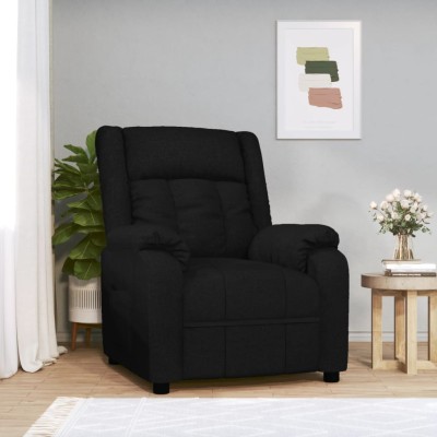Reclining chair, black, fabric