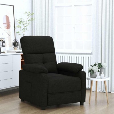 Reclining chair, black, fabric
