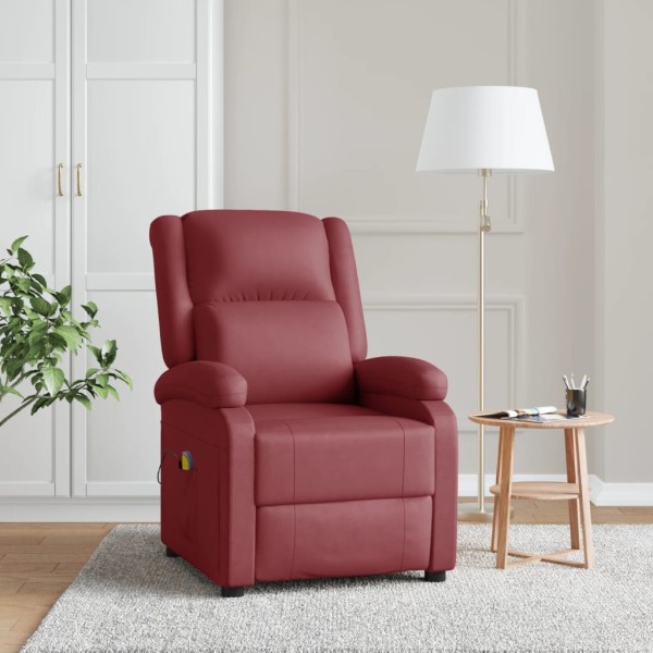 Massage chair, red wine color, artificial leather