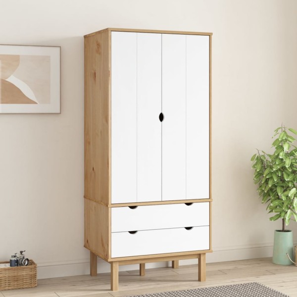 Wardrobe OTTA, brown/white, 76.5x53x172cm, solid pine