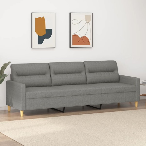 Three-seater sofa, dark gray, 210 cm, fabric