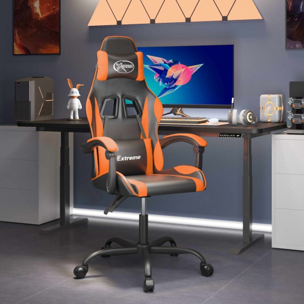 Swivel gaming chair, black/orange, artificial leather