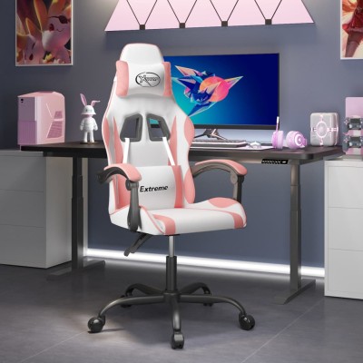 Swivel gaming chair, white...