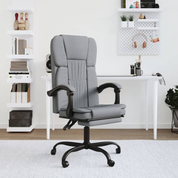 Reclining office chair, light gray color, fabric