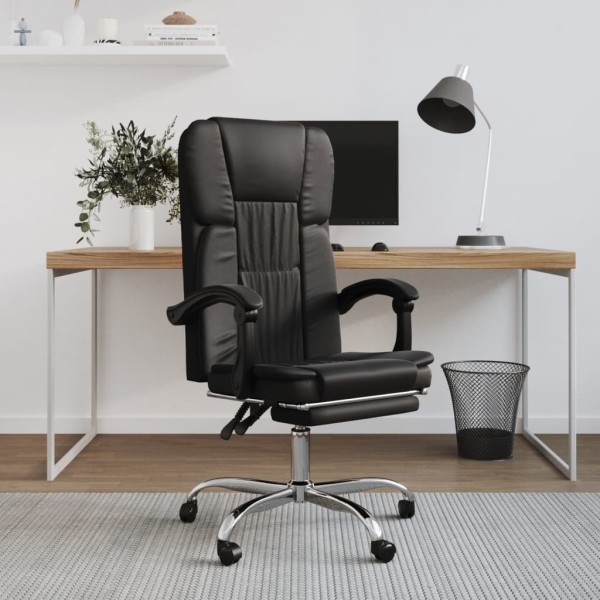 Reclining office chair, black color, artificial leather