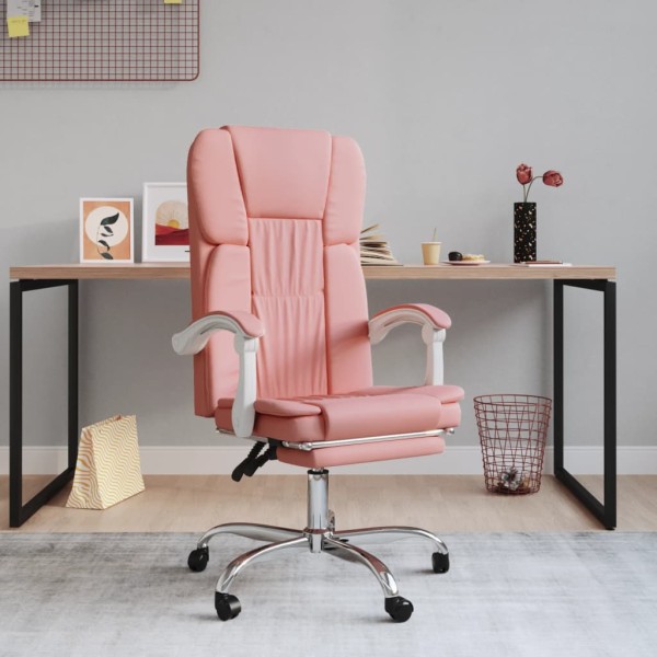 Reclining office chair, pink color, artificial leather