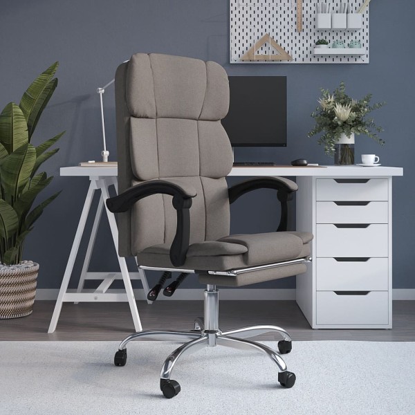 Reclining office chair, taupe color, fabric