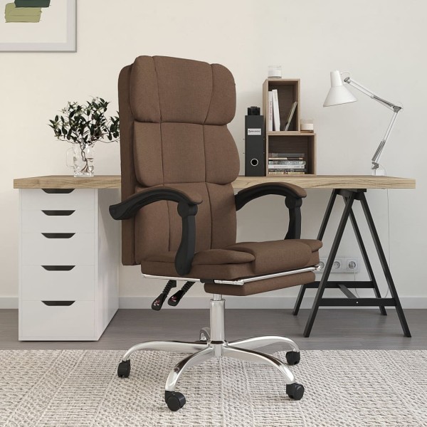 Reclining office chair, brown color, fabric