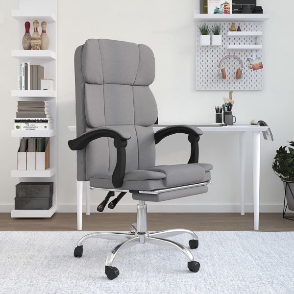 Reclining office chair, light gray color, fabric