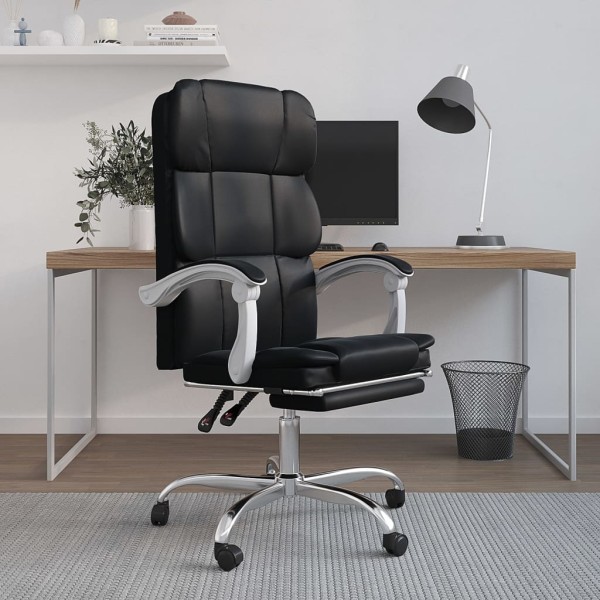 Reclining office chair, black color, artificial leather