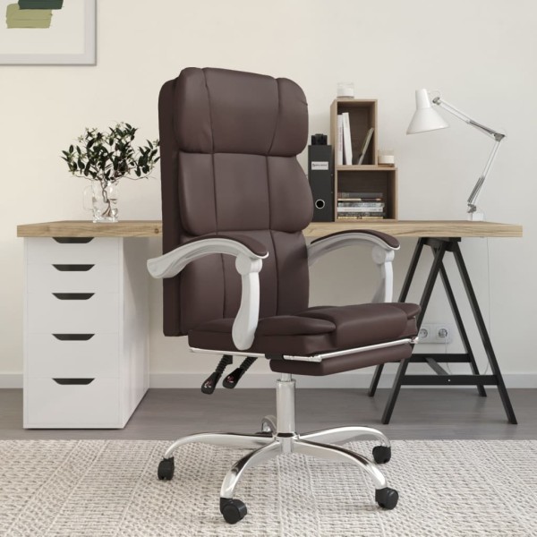 Reclining office chair, brown color, artificial leather