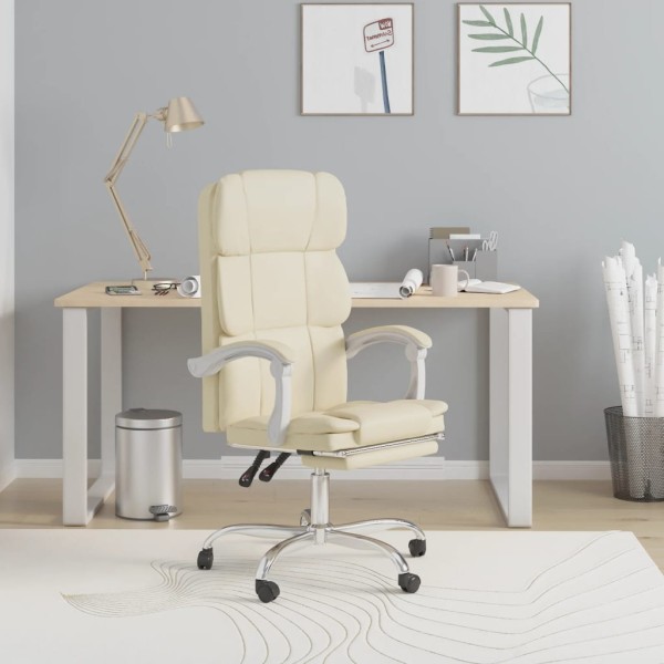Reclining office chair, cream color, artificial leather