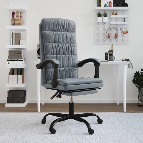 Reclining office chair, dark gray, velvet