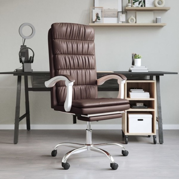 Reclining office chair, brown color, artificial leather