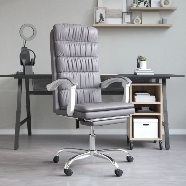 Reclining office chair, gray color, artificial leather