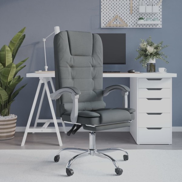 Reclining massage office chair, dark gray, fabric