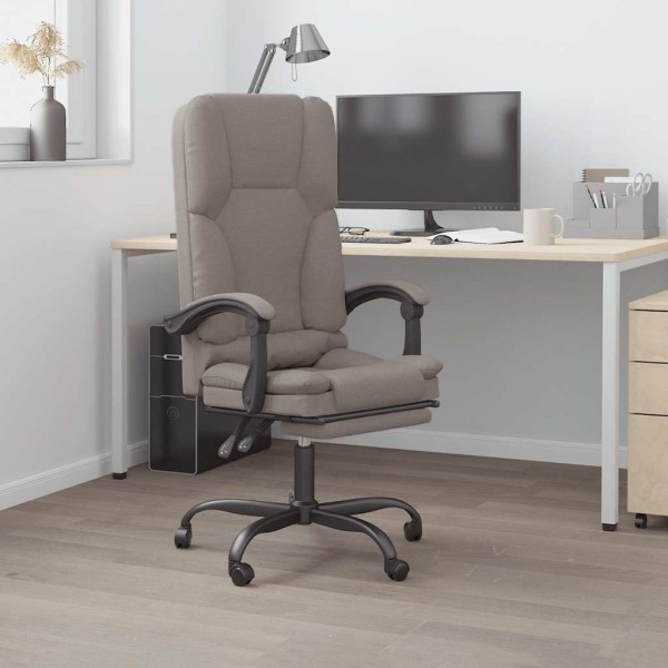 Reclining massage office chair, taupe color, fabric