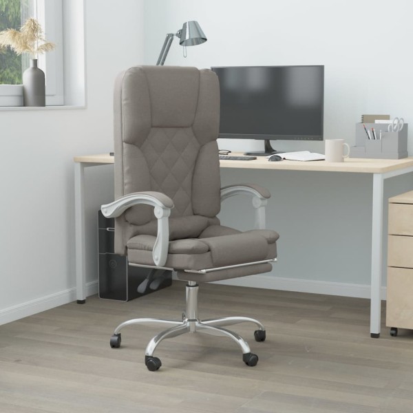 Reclining massage office chair, taupe color, fabric