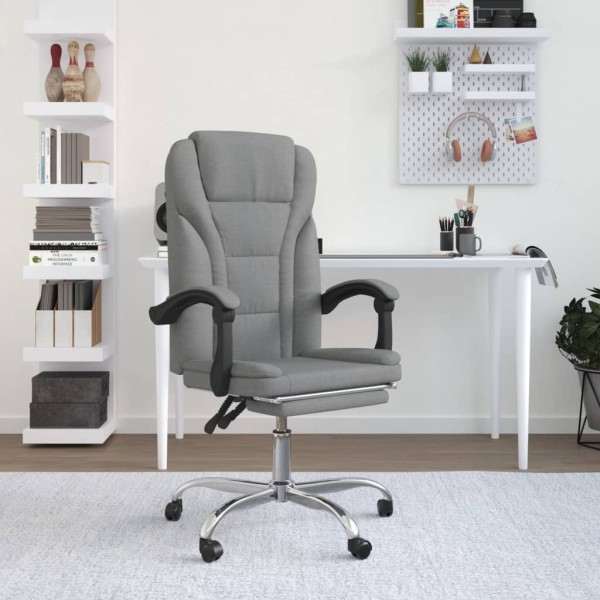 Reclining office chair, light gray color, fabric