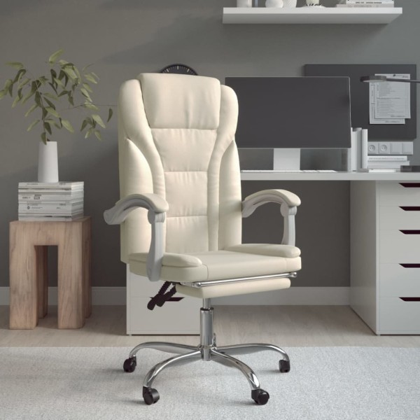 Reclining office chair, cream color, artificial leather