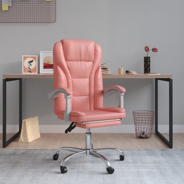 Reclining office chair, pink color, artificial leather