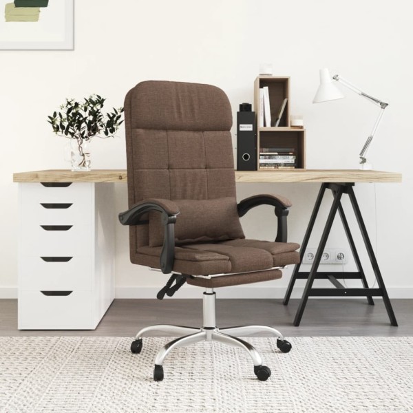 Reclining massage office chair, brown color, fabric