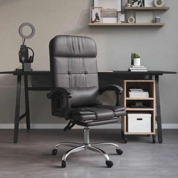 Reclining massage office chair, gray color, artificial leather