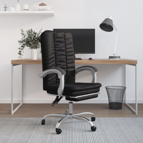Reclining office chair, black color, artificial leather