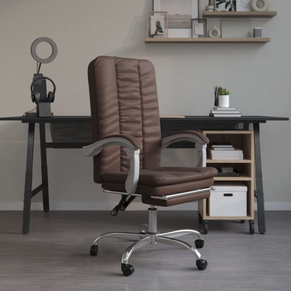 Reclining office chair, brown color, artificial leather