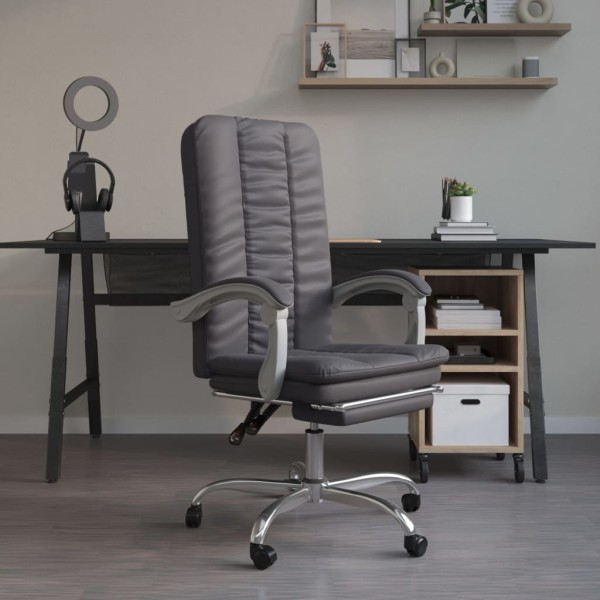Reclining office chair, gray color, artificial leather