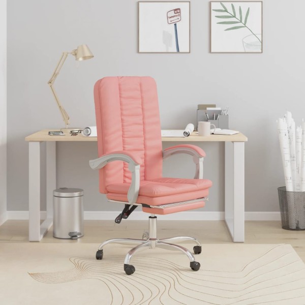 Reclining office chair, pink color, artificial leather
