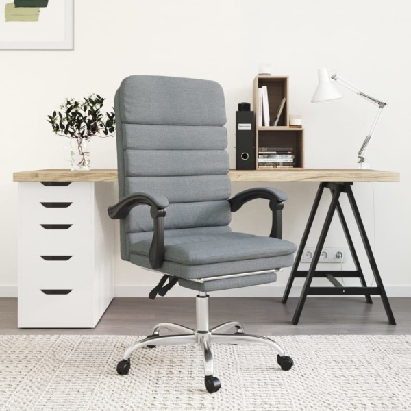 Reclining massage office chair, light gray color, fabric