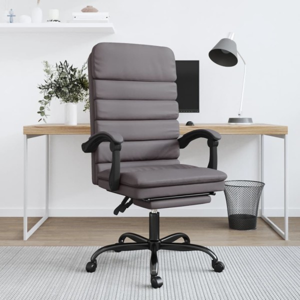 Reclining massage office chair, gray color, artificial leather