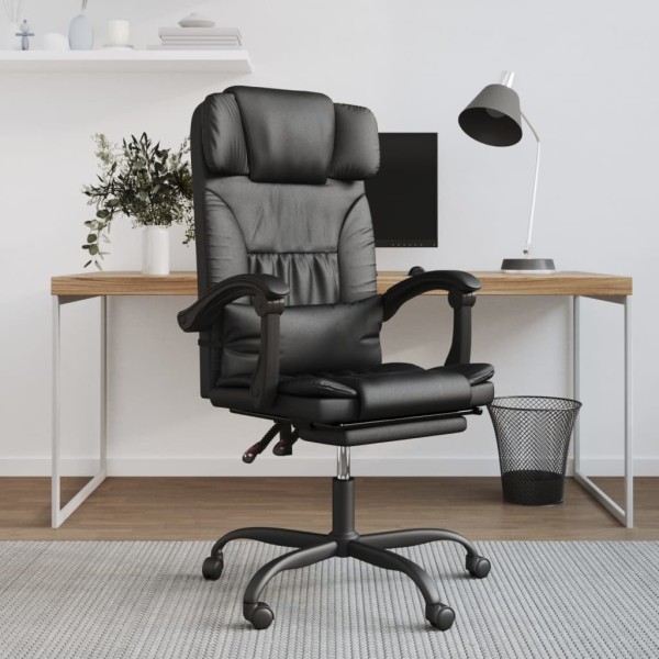 Reclining office chair, black color, artificial leather