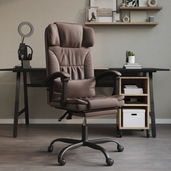 Reclining office chair, brown color, artificial leather