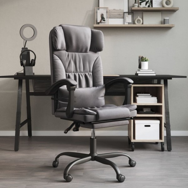 Reclining office chair, gray color, artificial leather