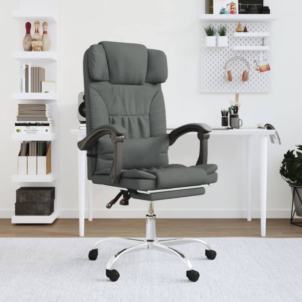 Reclining massage office chair, dark gray, fabric