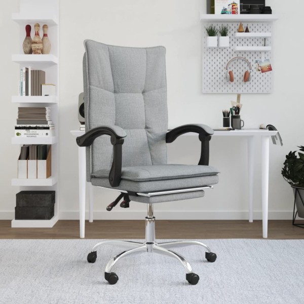 Reclining office chair, light gray color, fabric