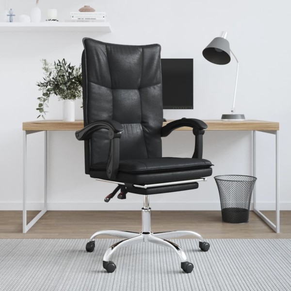 Reclining office chair, black color, artificial leather