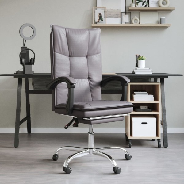 Reclining office chair, gray color, artificial leather