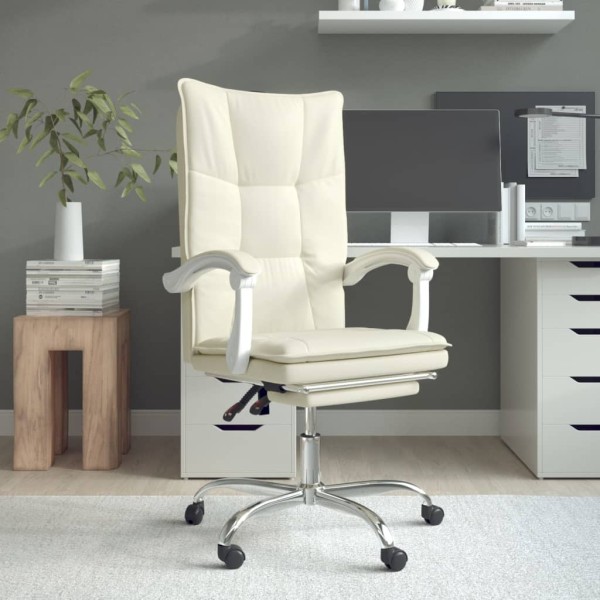 Reclining office chair, cream color, artificial leather
