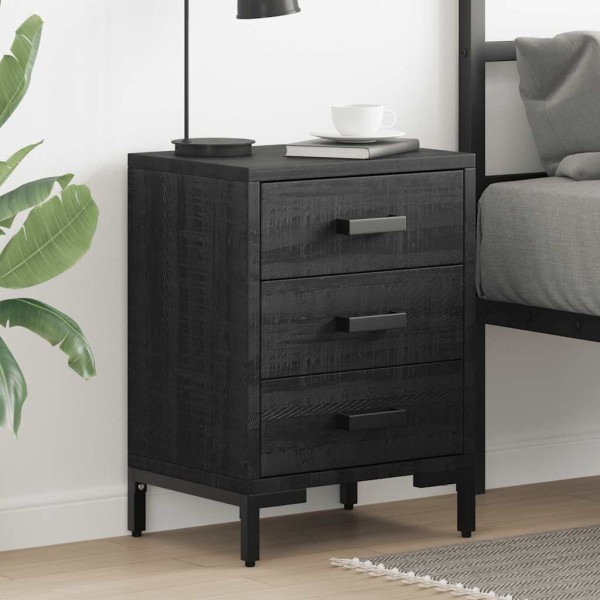 Bedside cabinet, black, 40x30x55cm, solid pine wood