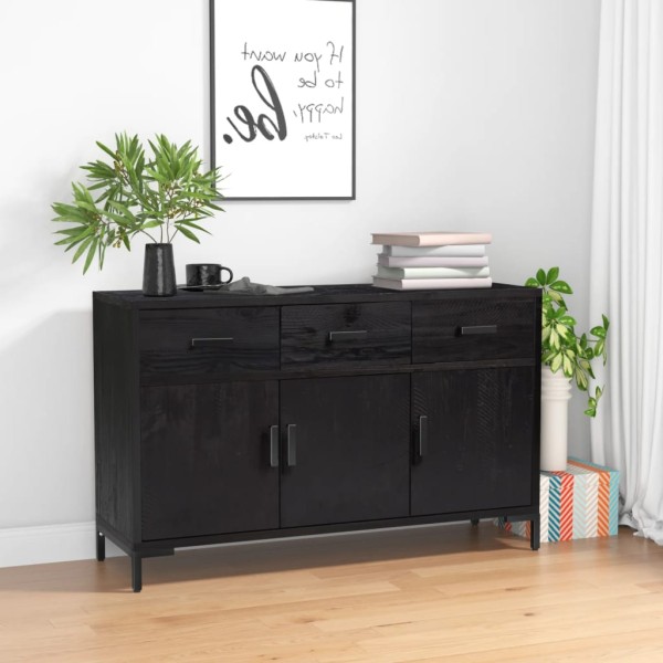Side cabinet, black, 110x35x70cm, solid pine wood