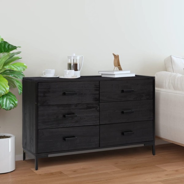 Side cabinet, black, 110x35x70cm, solid pine wood