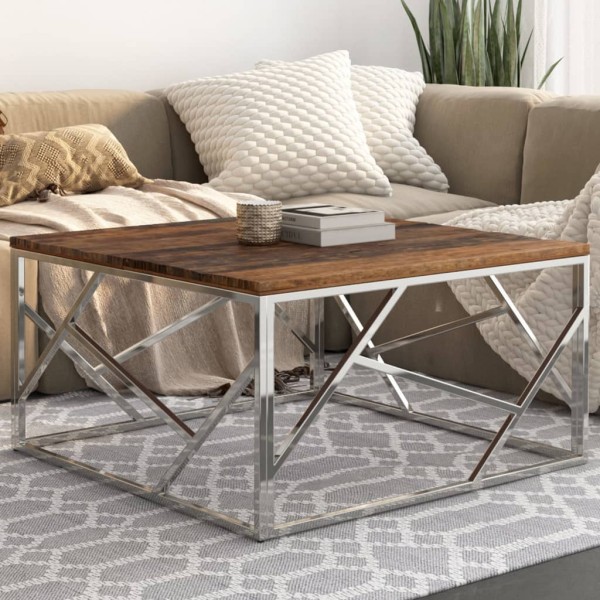 Coffee table, silver, steel and sleeper array