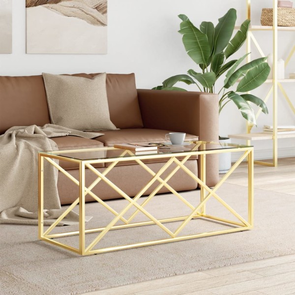 Coffee table, 110x45x45cm, stainless steel and glass