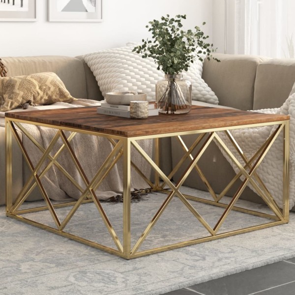 Coffee table, gold, steel and sleeper array
